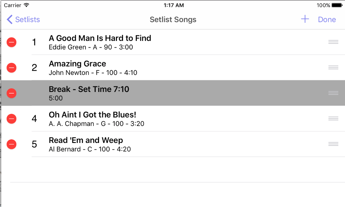 Editing and Deleting Setlist Songs