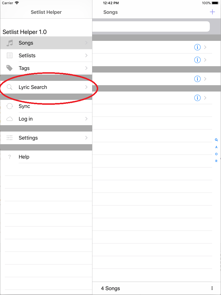 Search Menu